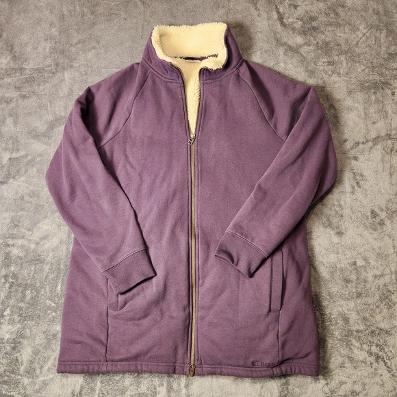 L.L. Bean Jackets & Blazers - LL Bean Sherpa Lined Full Zip Sweatshirt Jacket Womens Dusty Purple Coat M